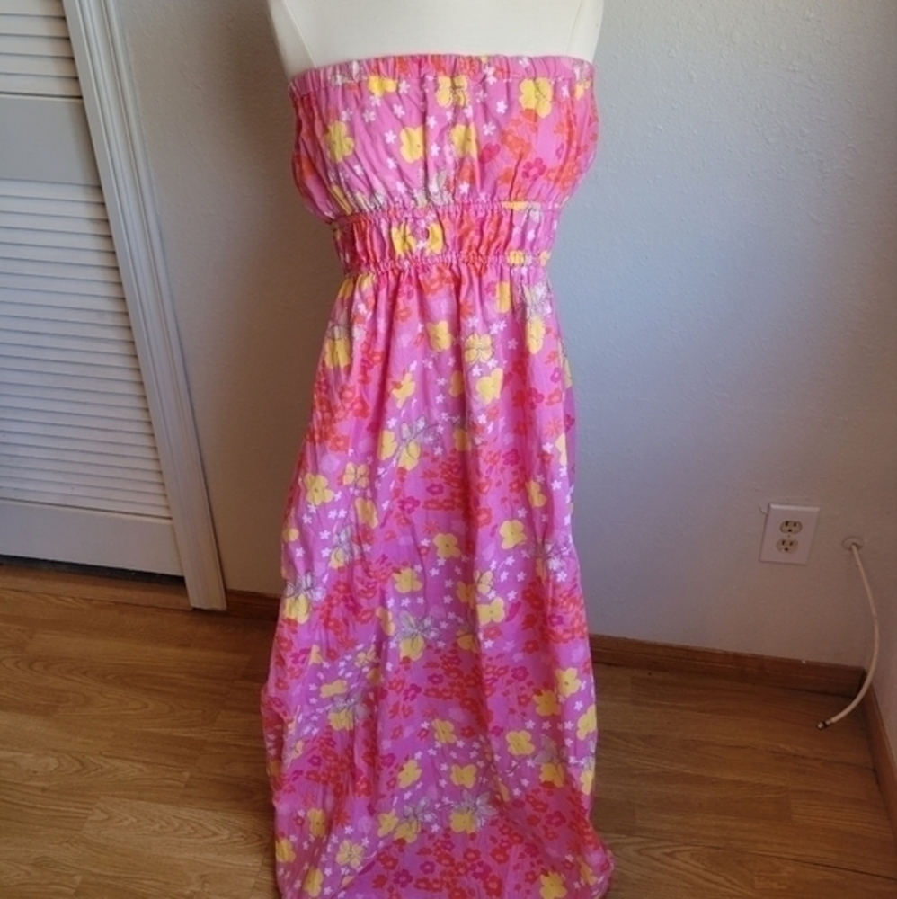 Vintage Strapless Floral Maxi Dress